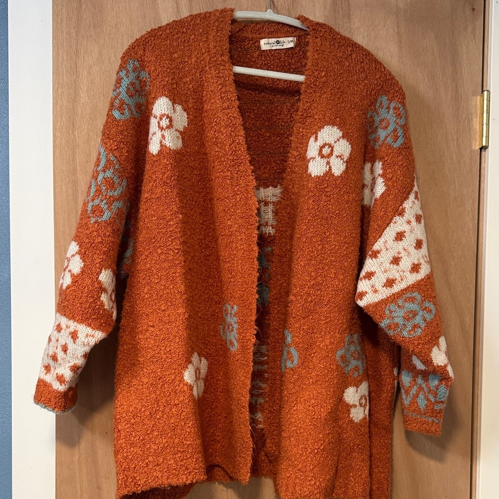 NATURAL LIFE Calla boucle Orange Floral Cardigan